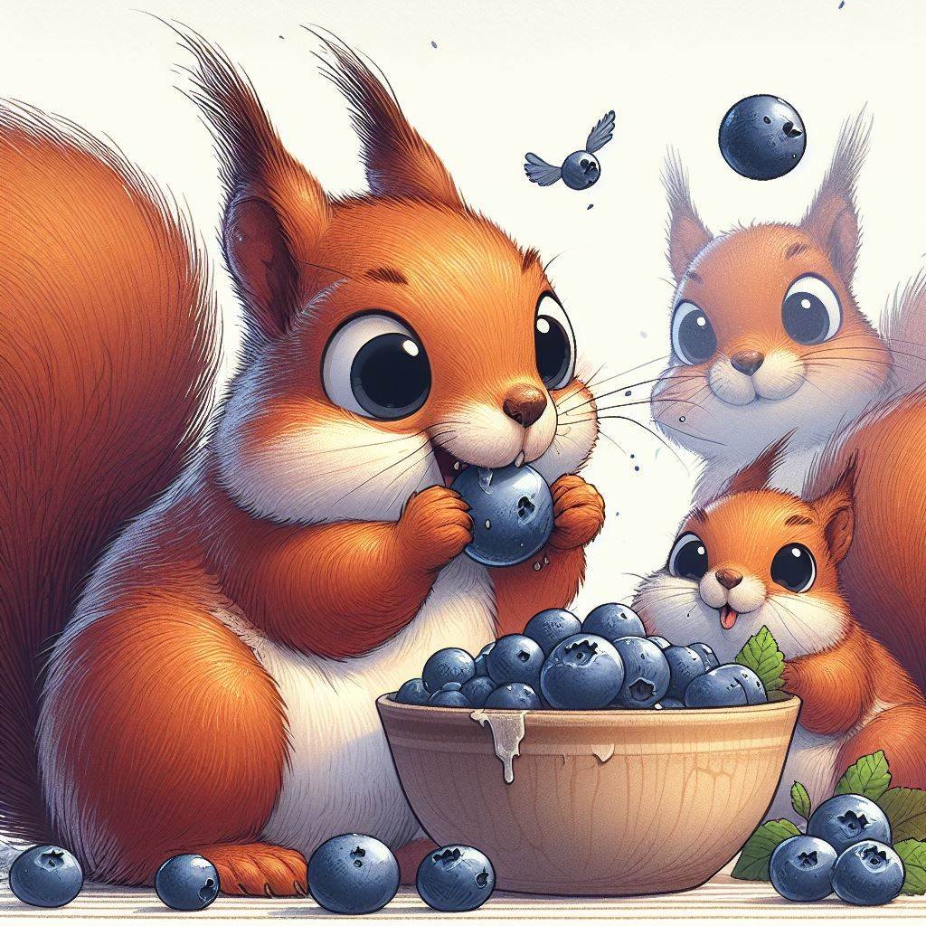 Squirrels Eat Blueberries